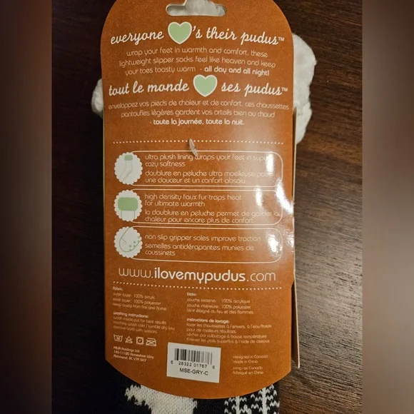 Pudus Women's Cozy Slipper Socks - Black and White - Picture 2 of 2